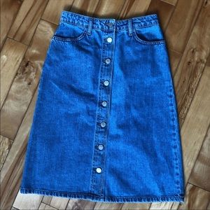 Topshop mid length denim skirt